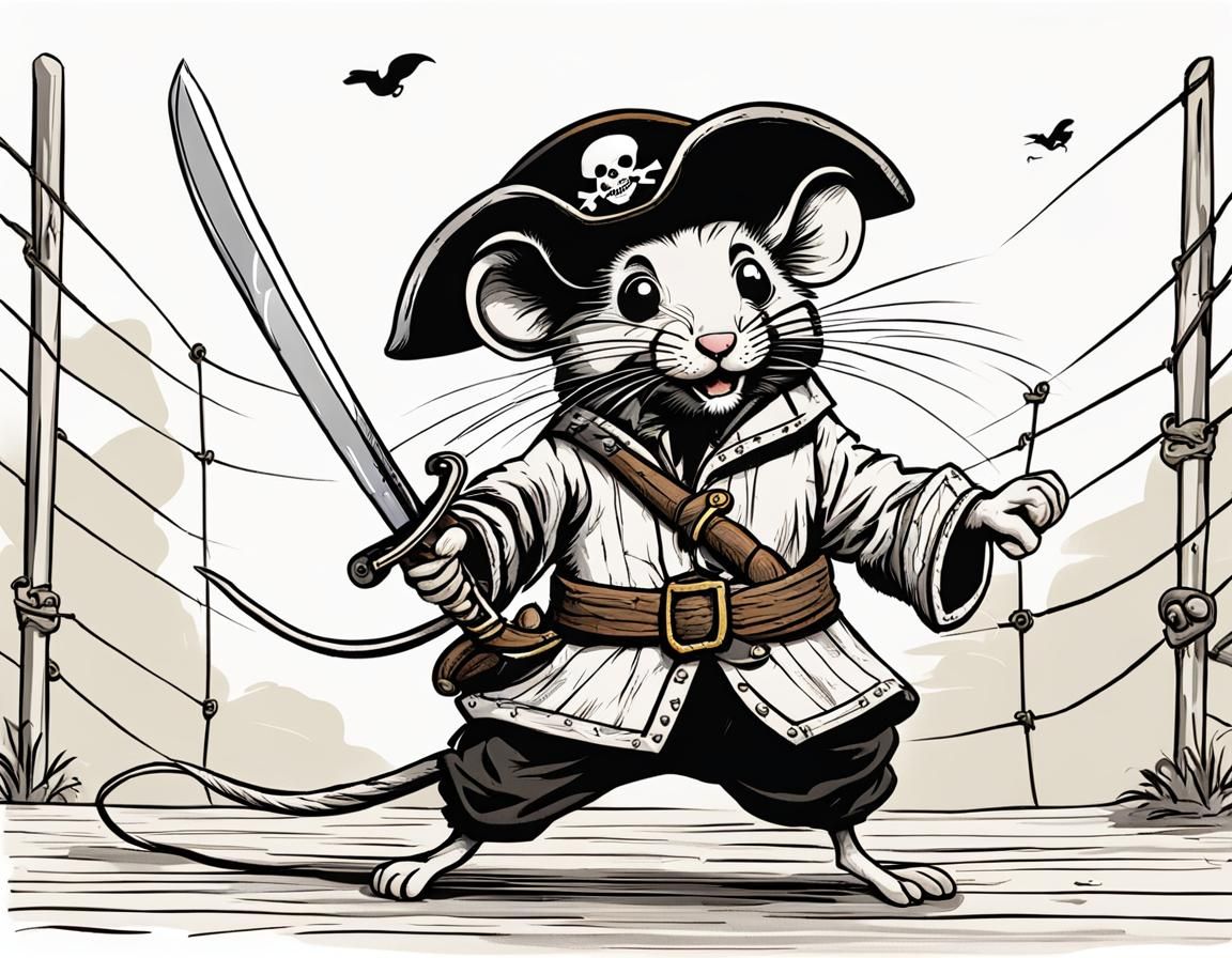 Pirate Mouse in Fencing Sword Fight