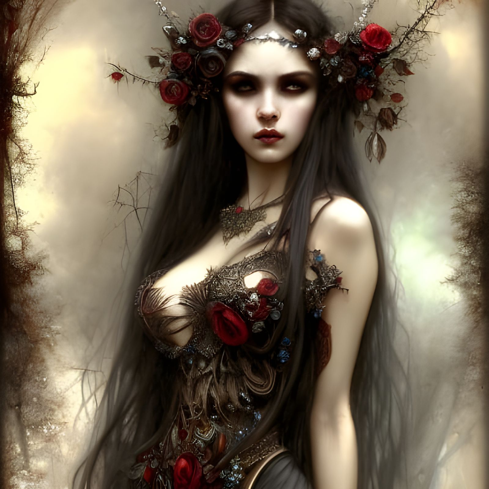 Beautiful Vampire Princess Portrait in Hyperrealistic Style