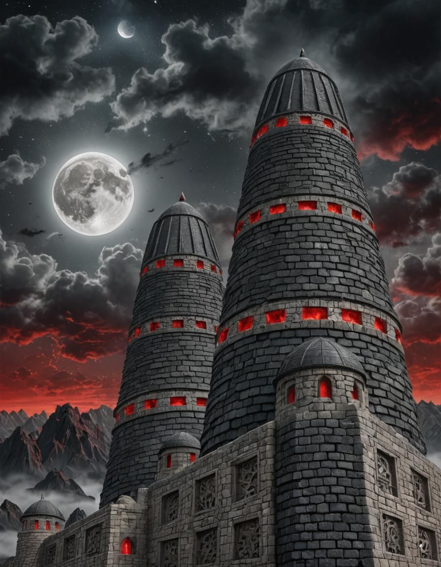 Black Stone Wizard Towers Under Three Moons