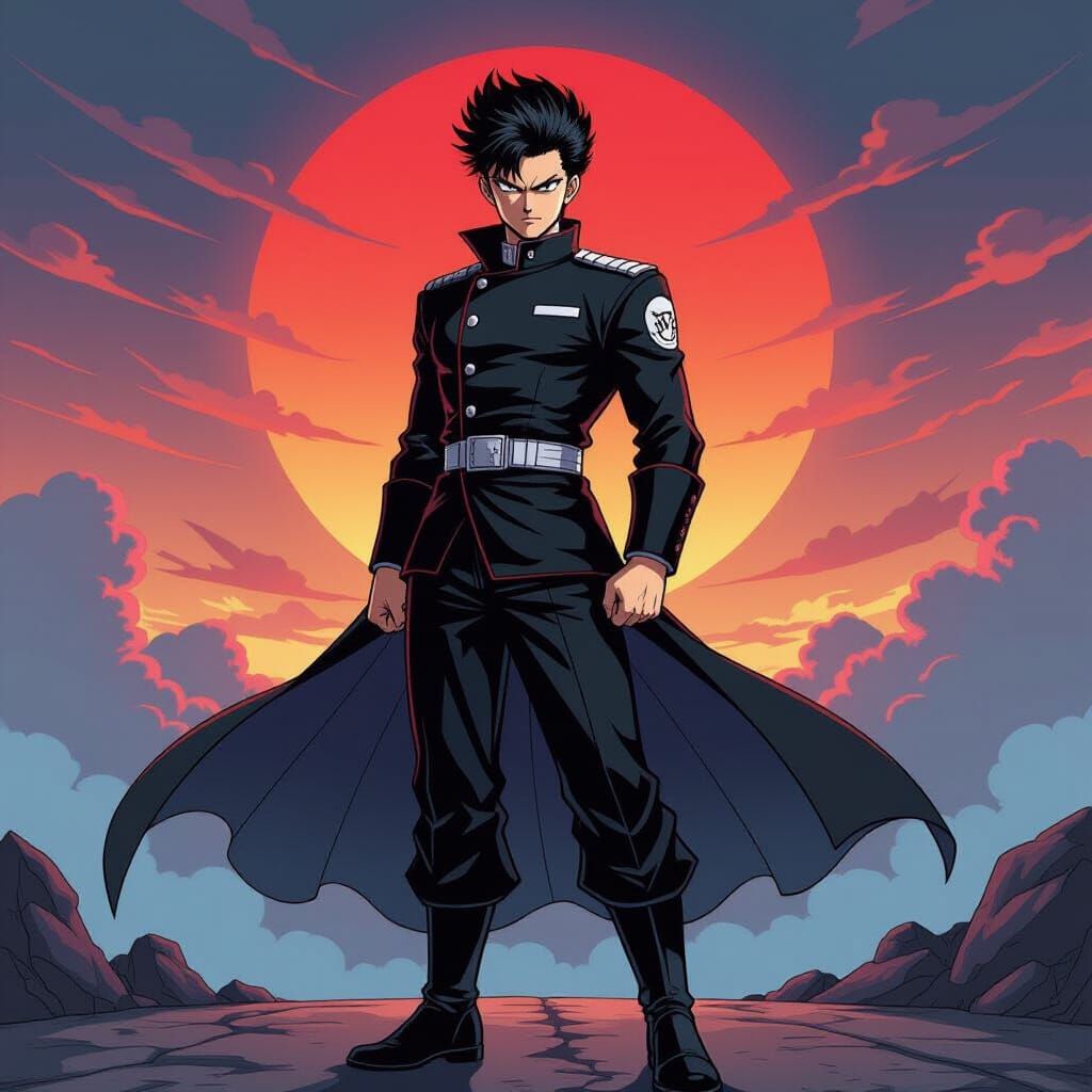 Gojo in Dramatic Anime Style