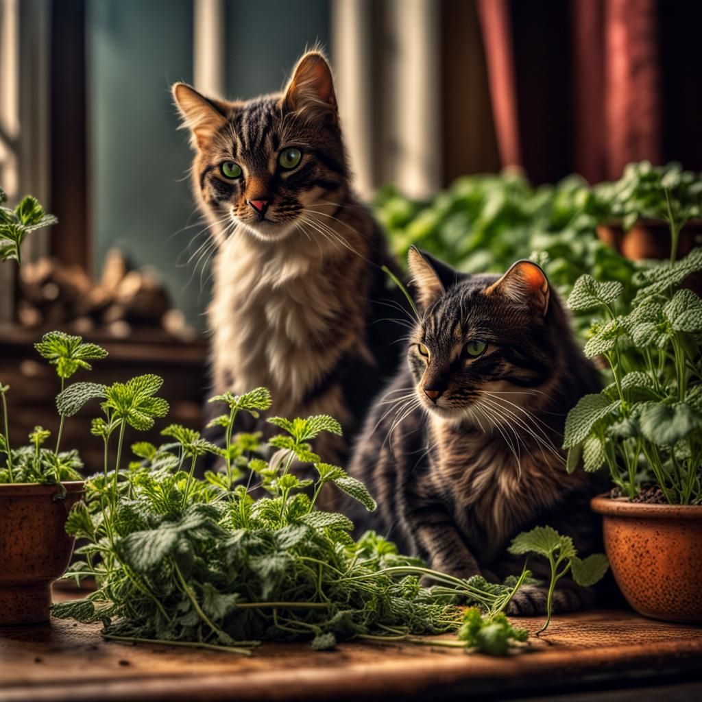 Hyperrealistic Cats Enjoying Catnip