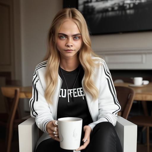 Young Woman with Coffee: Hyperrealistic 3D Render