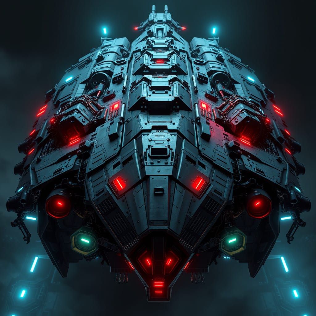 Cyberpunk Spaceship with Futuristic Industrial Elements