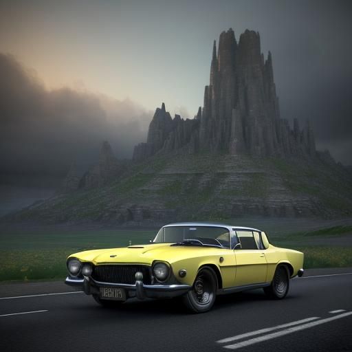 Vintage Car in Epic 3D Game Cinematic Style