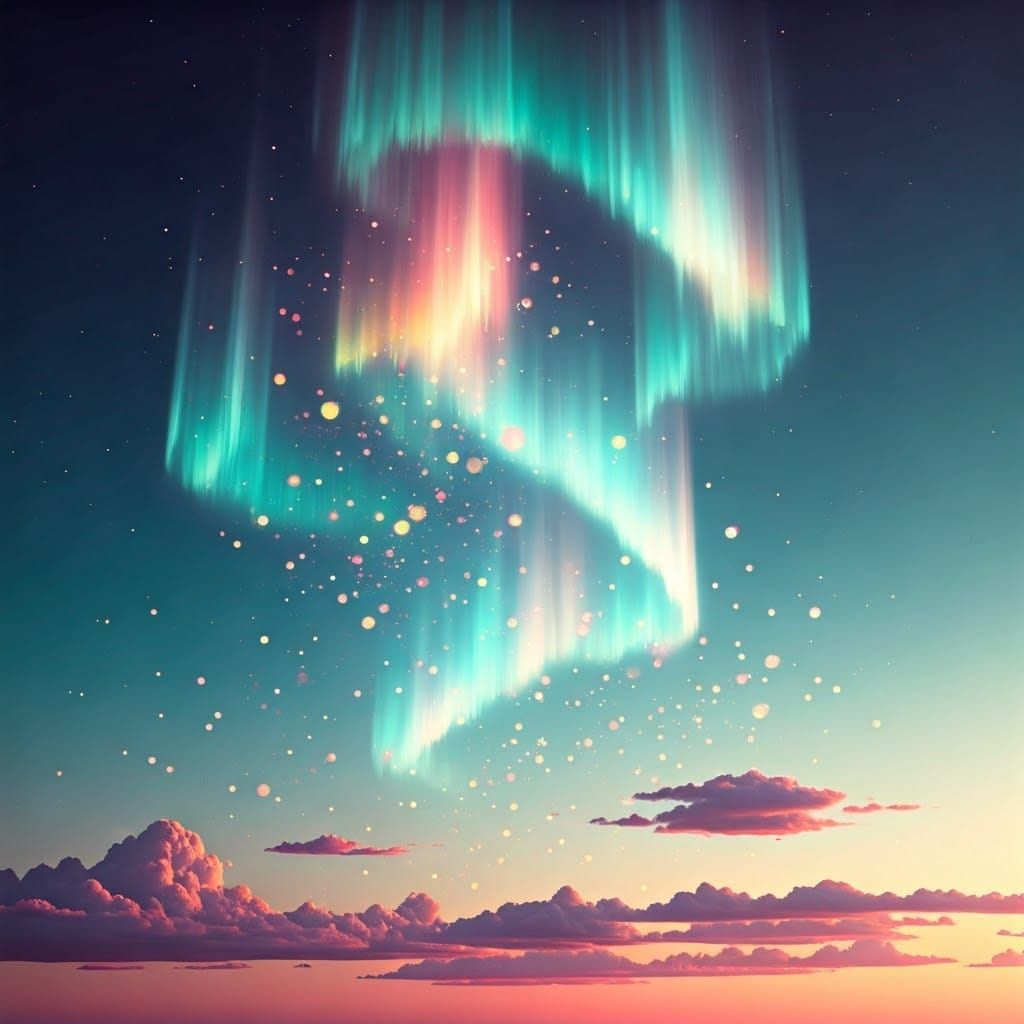 Iridescent Rainbow Sparkles in Ethereal Haze: 3D Digital Art