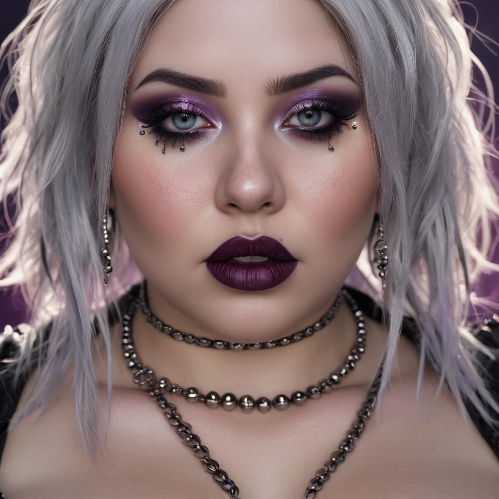 Gothic Silver-Haired Woman Portrait in Photorealistic Style