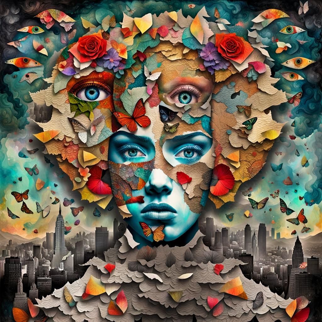 Hybrid Paper Collage Art in 8K Digital Style