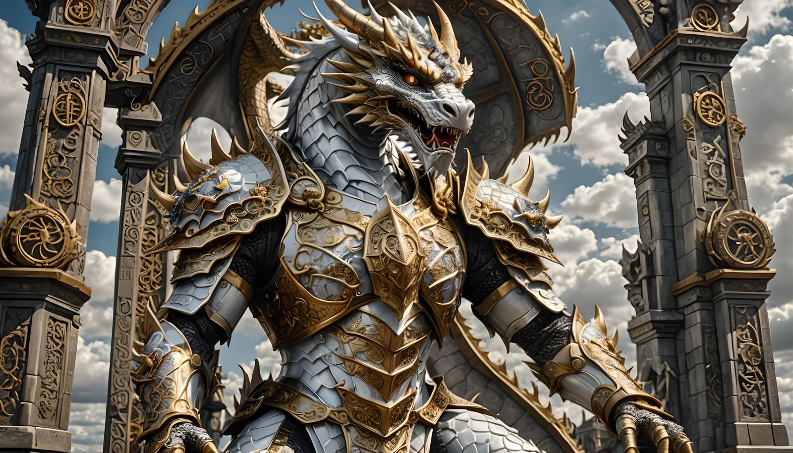 Armored War Dragon Guarding Time Gate