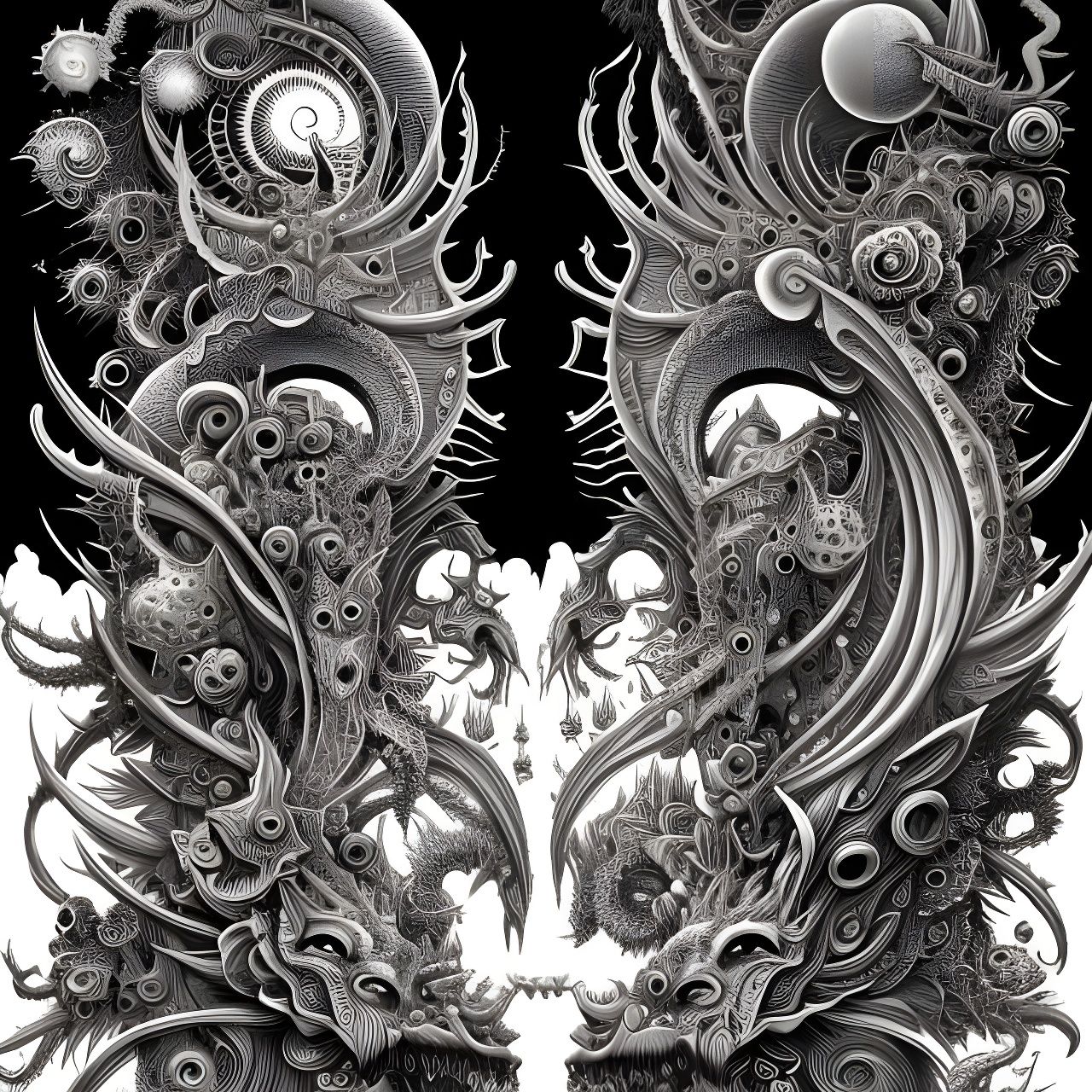 Detailed Surreal Totem in Maximalist Style