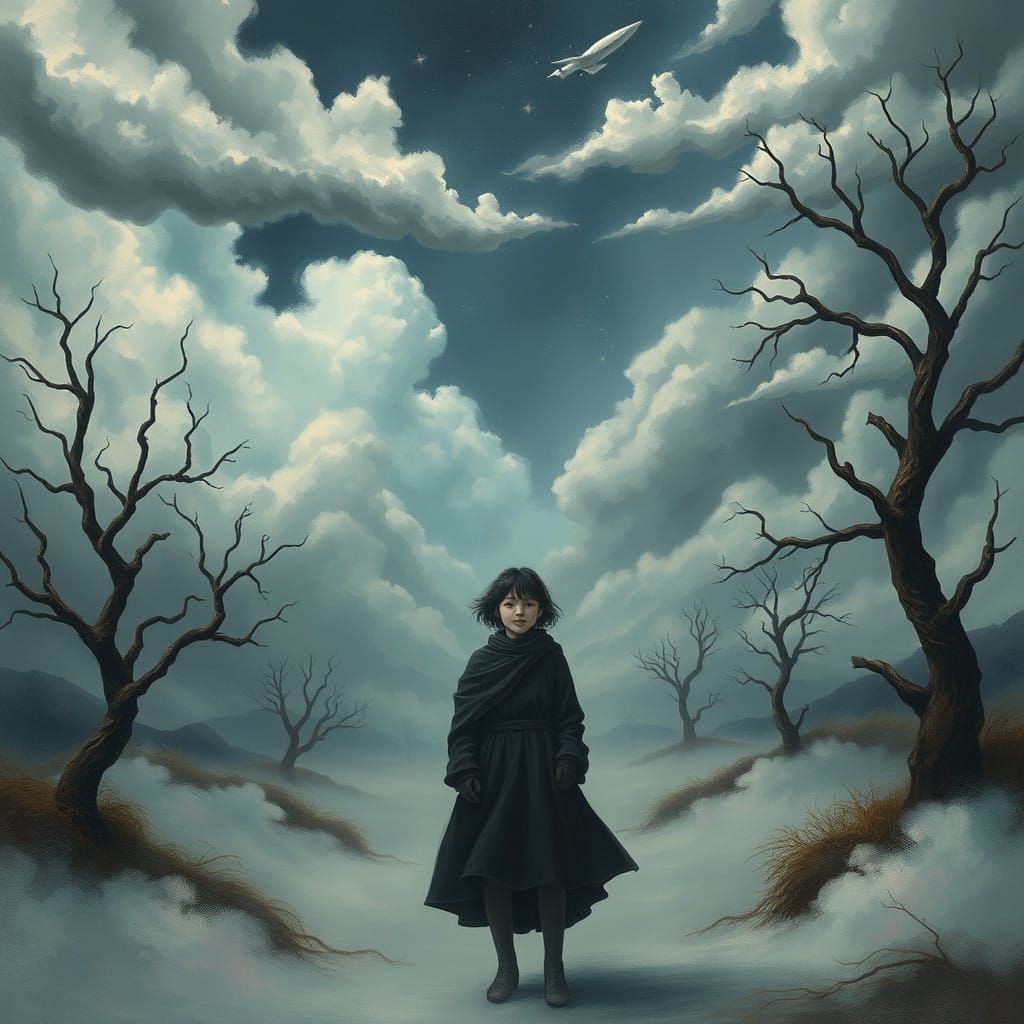 Whimsical Melancholy in a Dreamlike Landscape