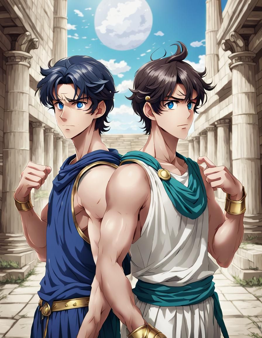 Goofy Greek Actors in Anime Style