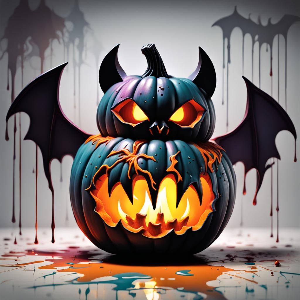 Glowing Bat Pumpkin Graffiti Art