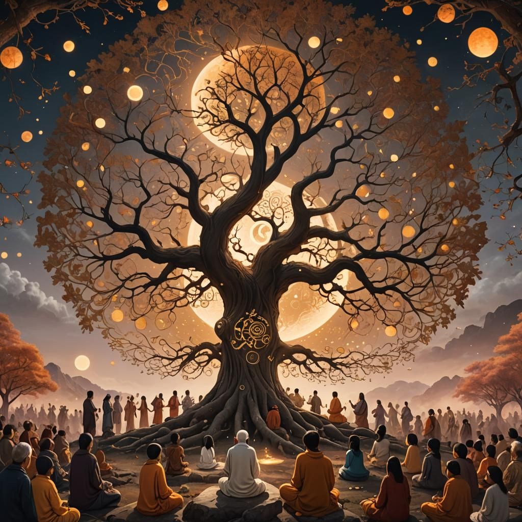 Majestic Tree of Life with Glowing Symbols