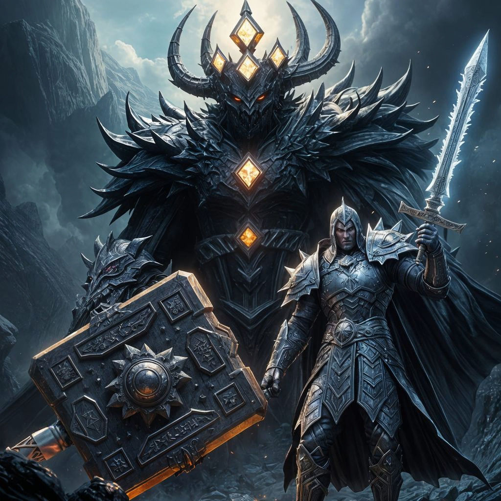 Morgoth Battles Fingolfin in Dark Fantasy Art