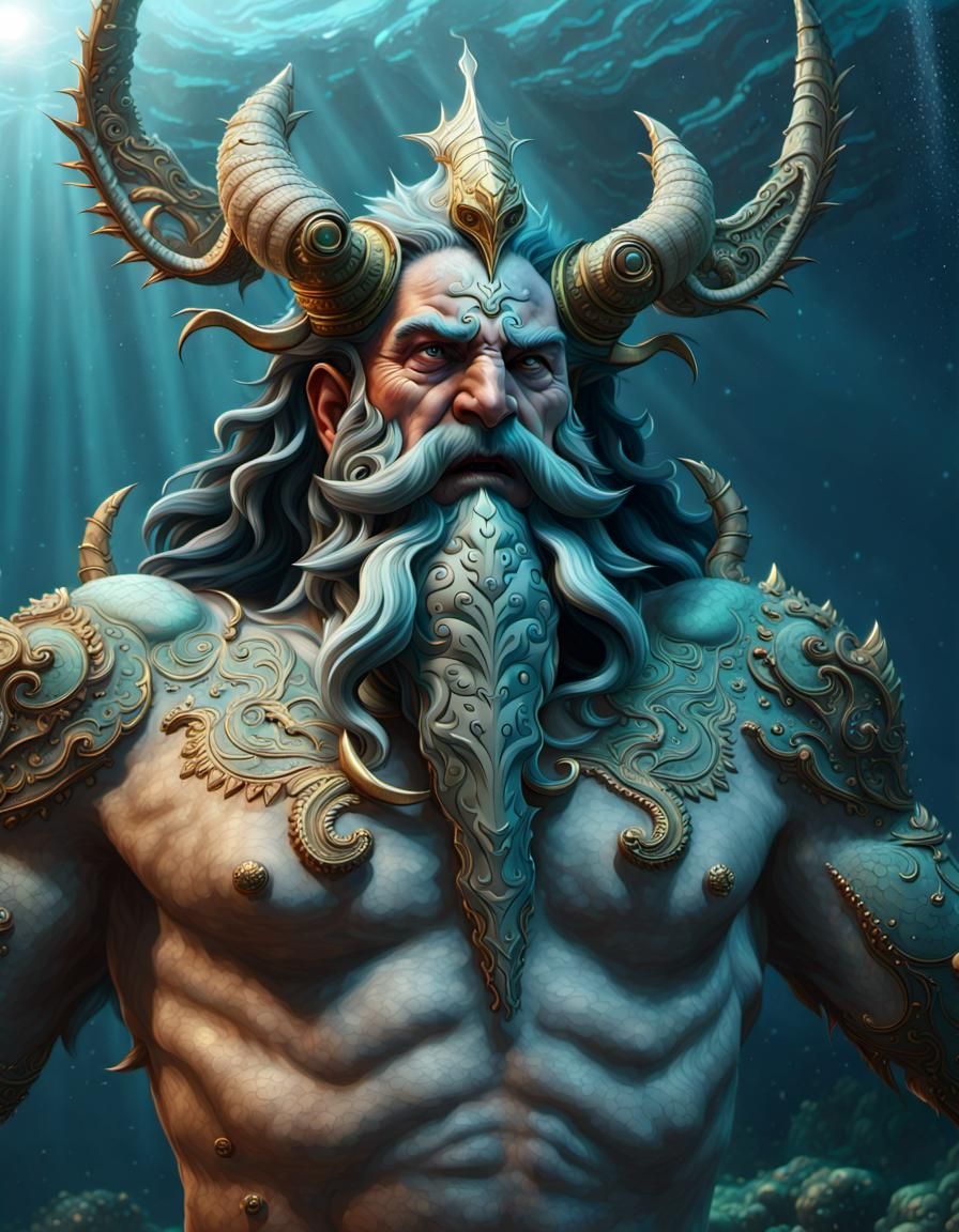 Epic Sea God Proteus in Cinematic Lighting