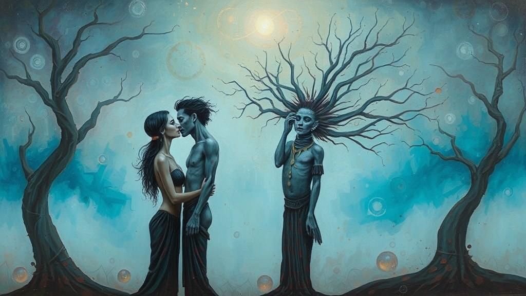 Indigenous Dreamtime Ancestral Being in Aboriginal Art Style