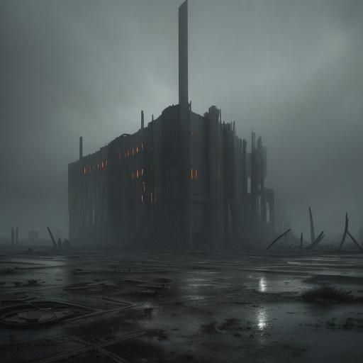 Dystopian Sci-Fi Landscape: Barren Earth in Heavy Rain