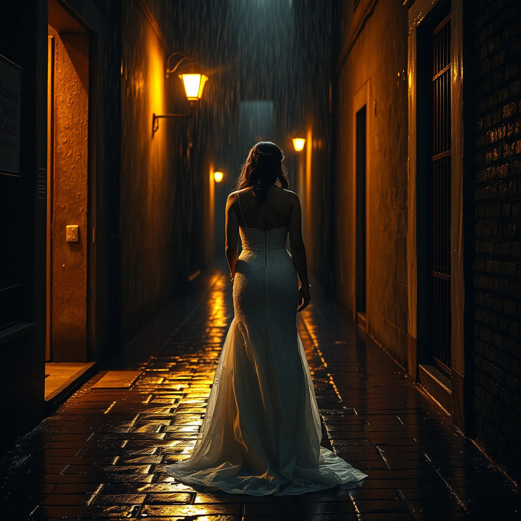 Rainy Wedding: Hyperrealistic Cinematic Scene