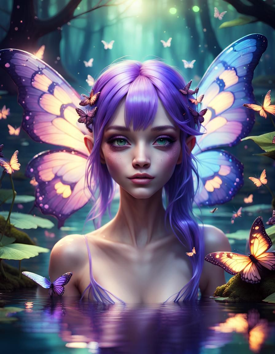 Butterfly Fairy in Fantasy Forest: Pixar-Inspired Art