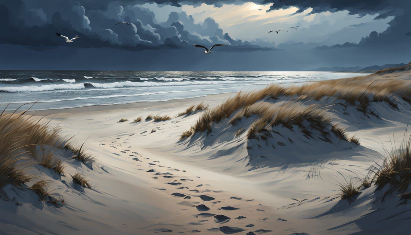 Melancholy Autumn Seaside in Impressionistic Style