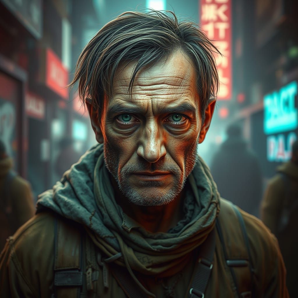 Gritty Cyberpunk Warrior Reveals Fierce Determination