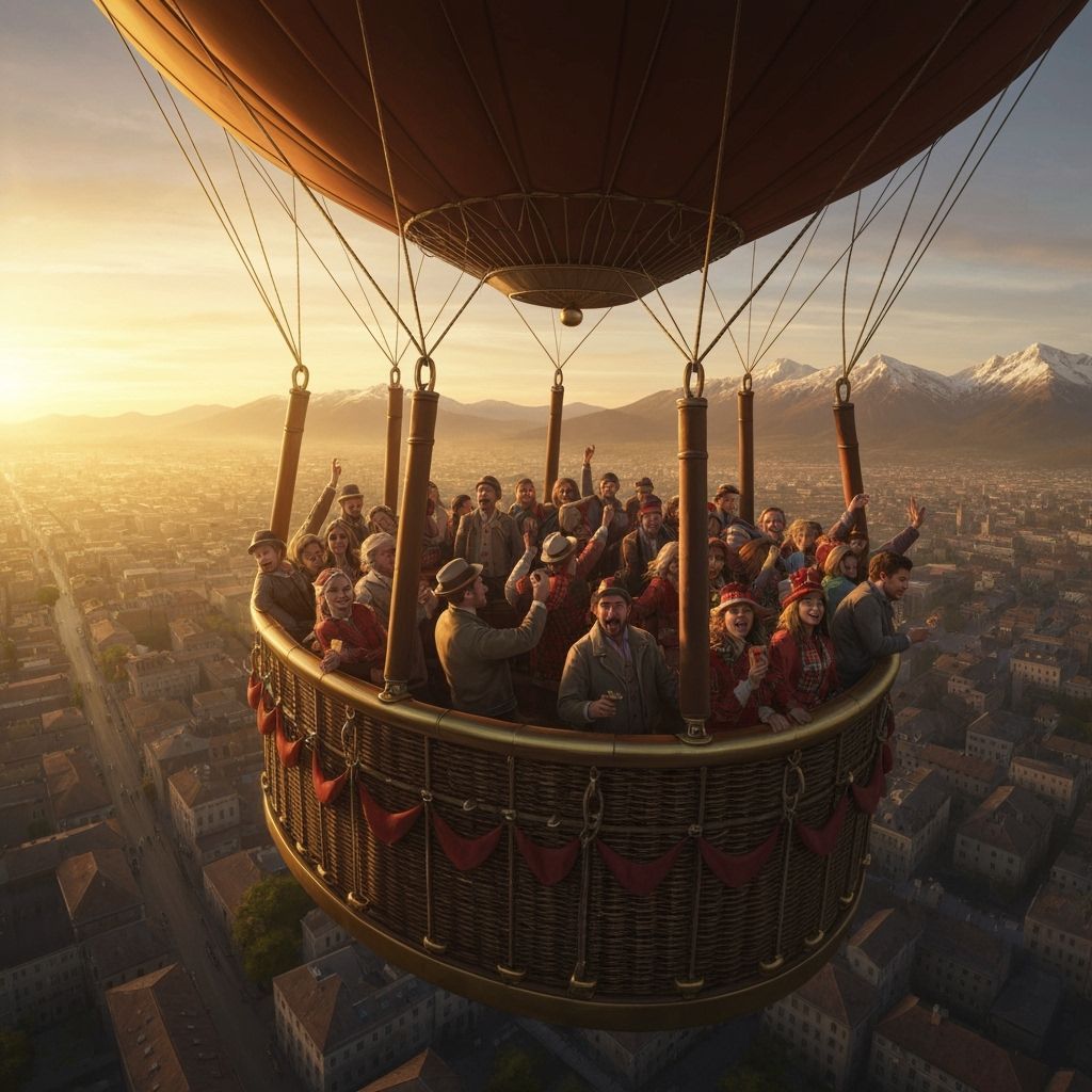 Steampunk Capybara Hot Air Balloon Over Mexico City