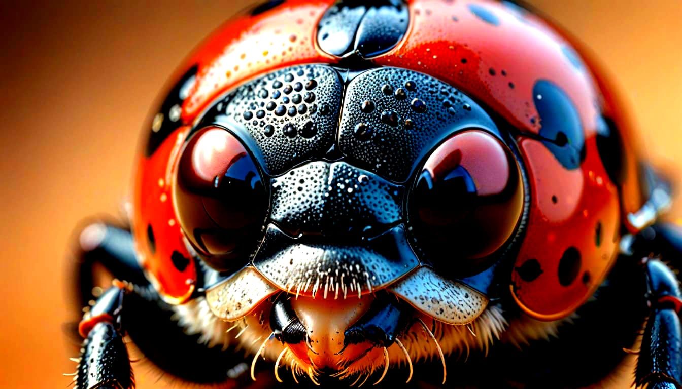 Macro Photograph of a Ladybug's Face