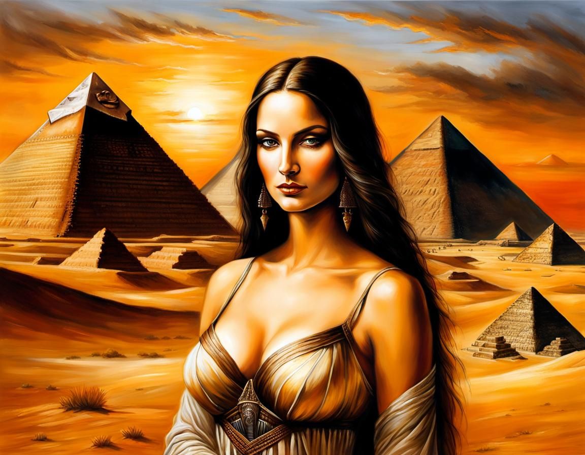 Mona Lisa in Egypt: a Fantasy Oil Painting