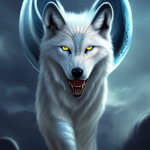 White wolf with dragon wings