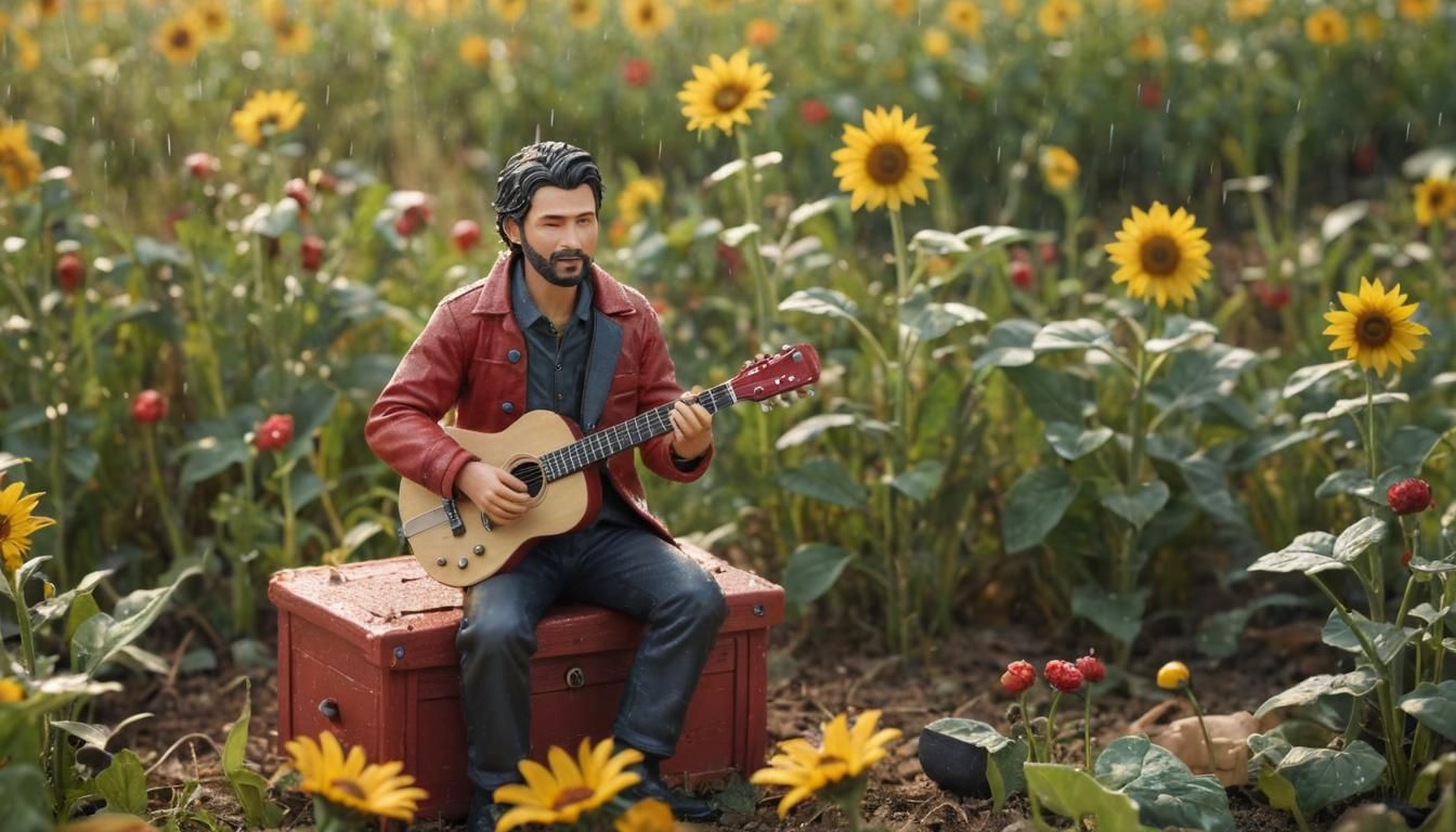Christmas Diorama: Toy Man in Sunflower Field