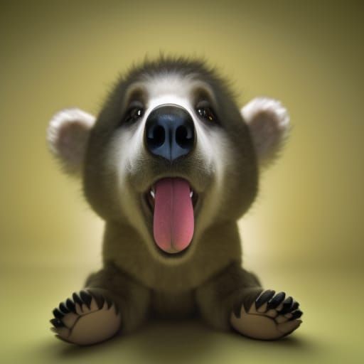 Happy Baby Bear Portrait in Cinematic Style