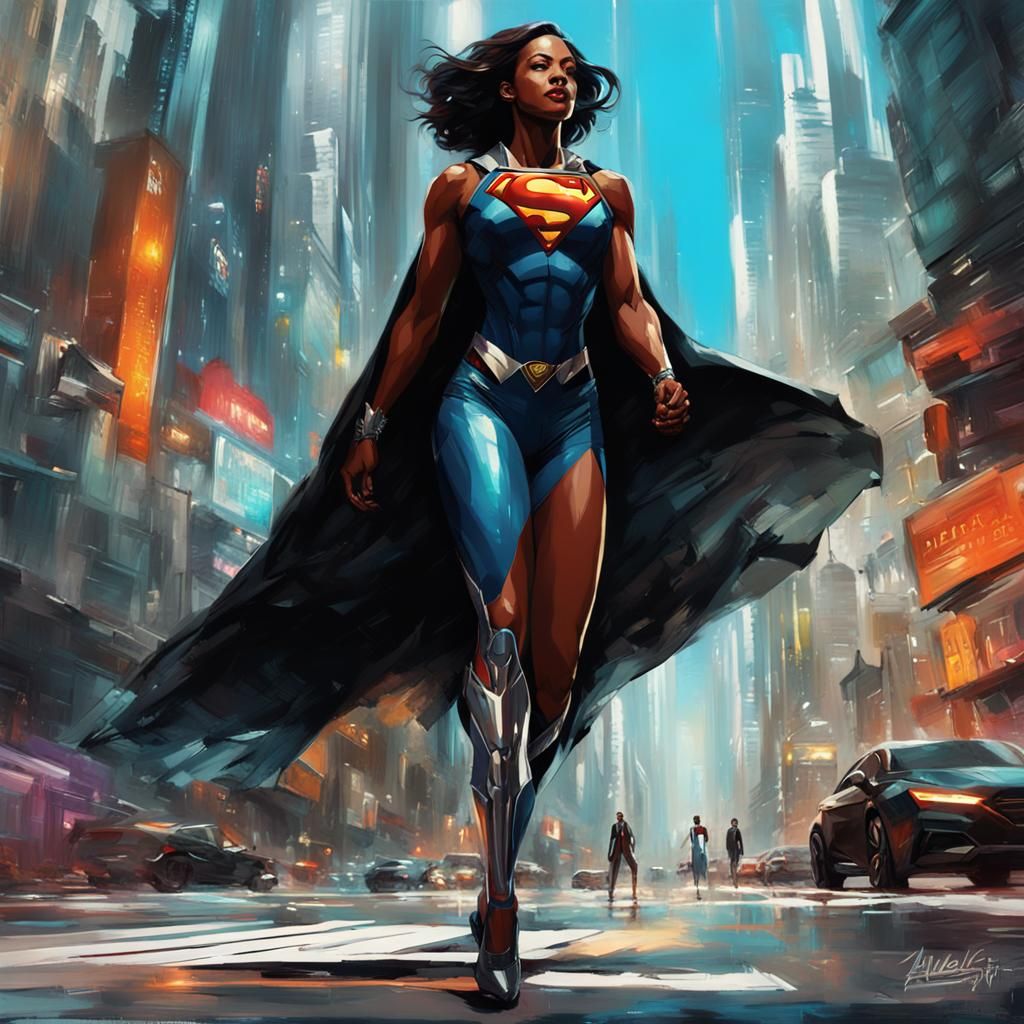 Futuristic Metropolis: Black Lois Lane Concept Art