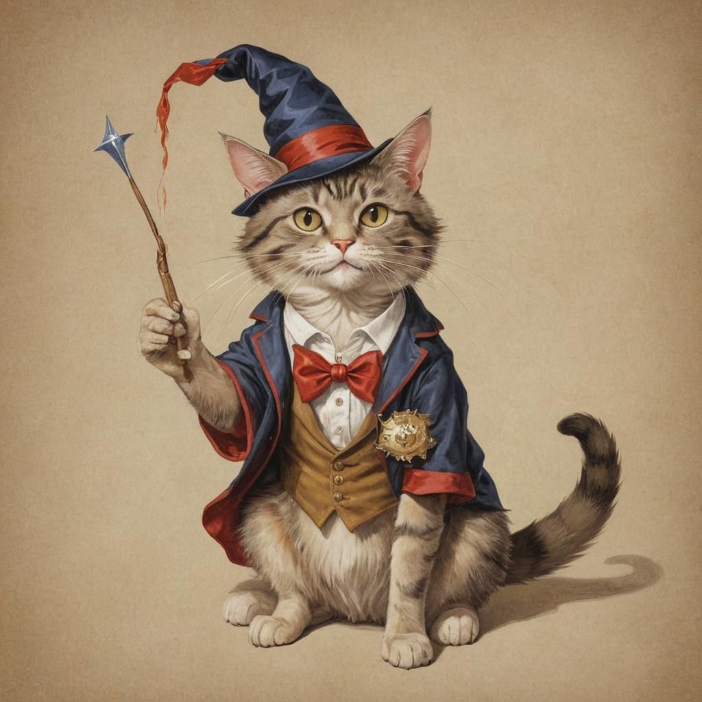 The Magician Cat: Portrait in Early 20th Century Style
