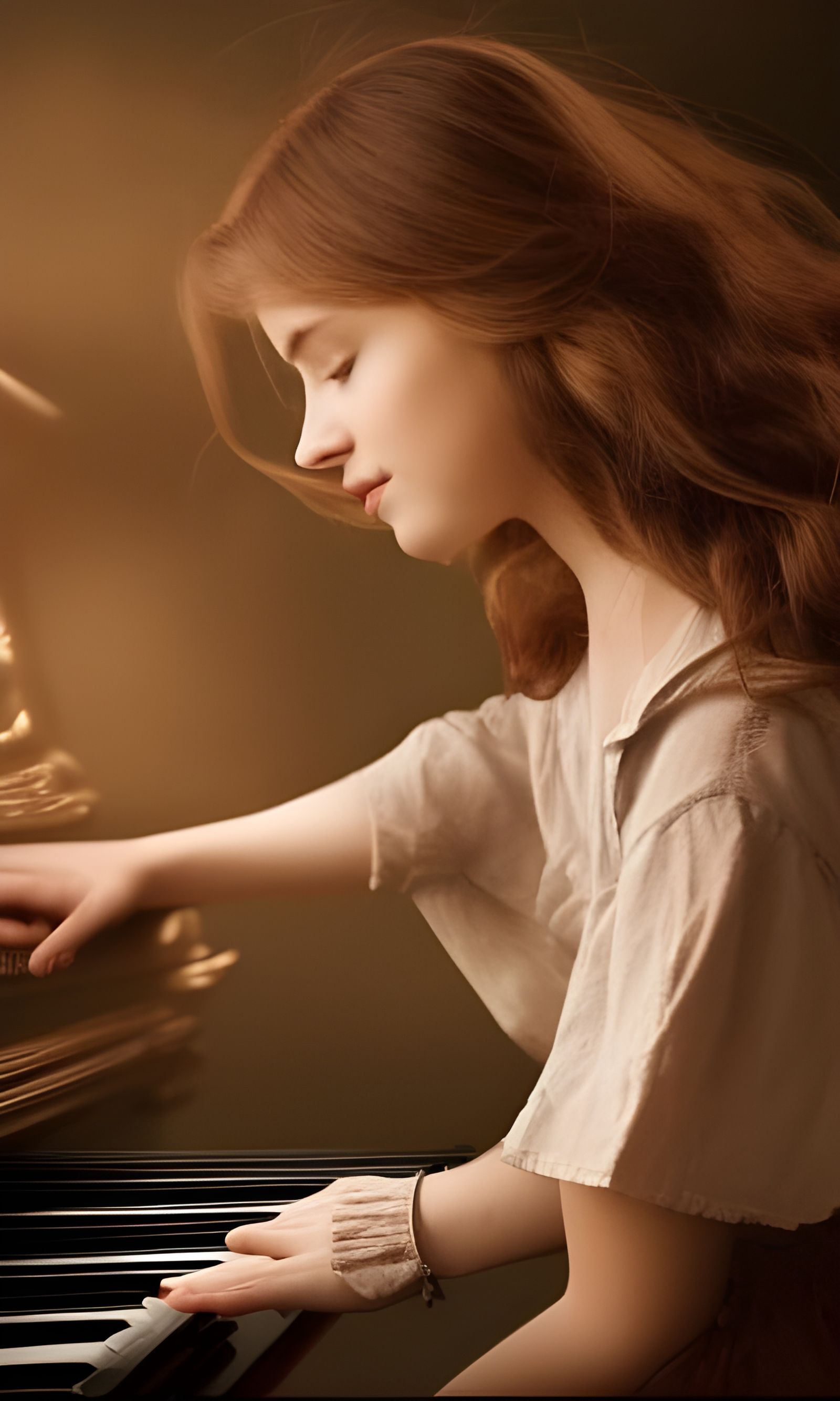 Girl Playing Piano: Epic Cinematic Digital Art