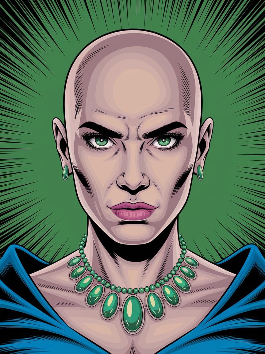 Mystical Green-Eyed Figure Radiates Power