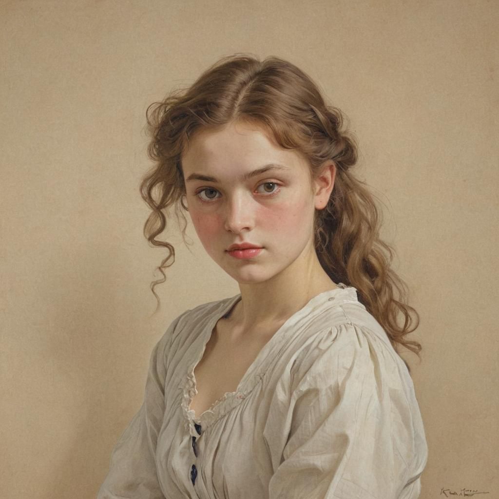 Portrait of a Young Woman in Art Nouveau Style