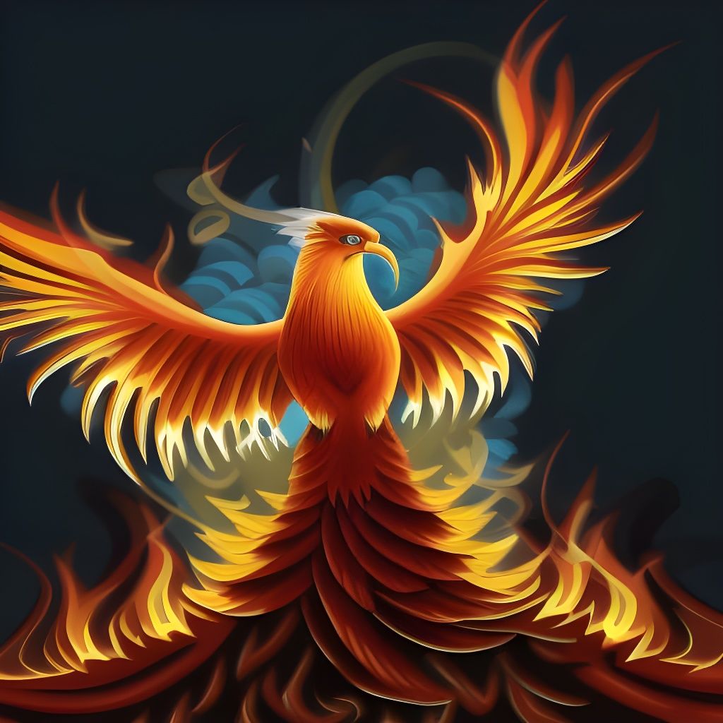 Majestic Phoenix Rising in Fire and Flames