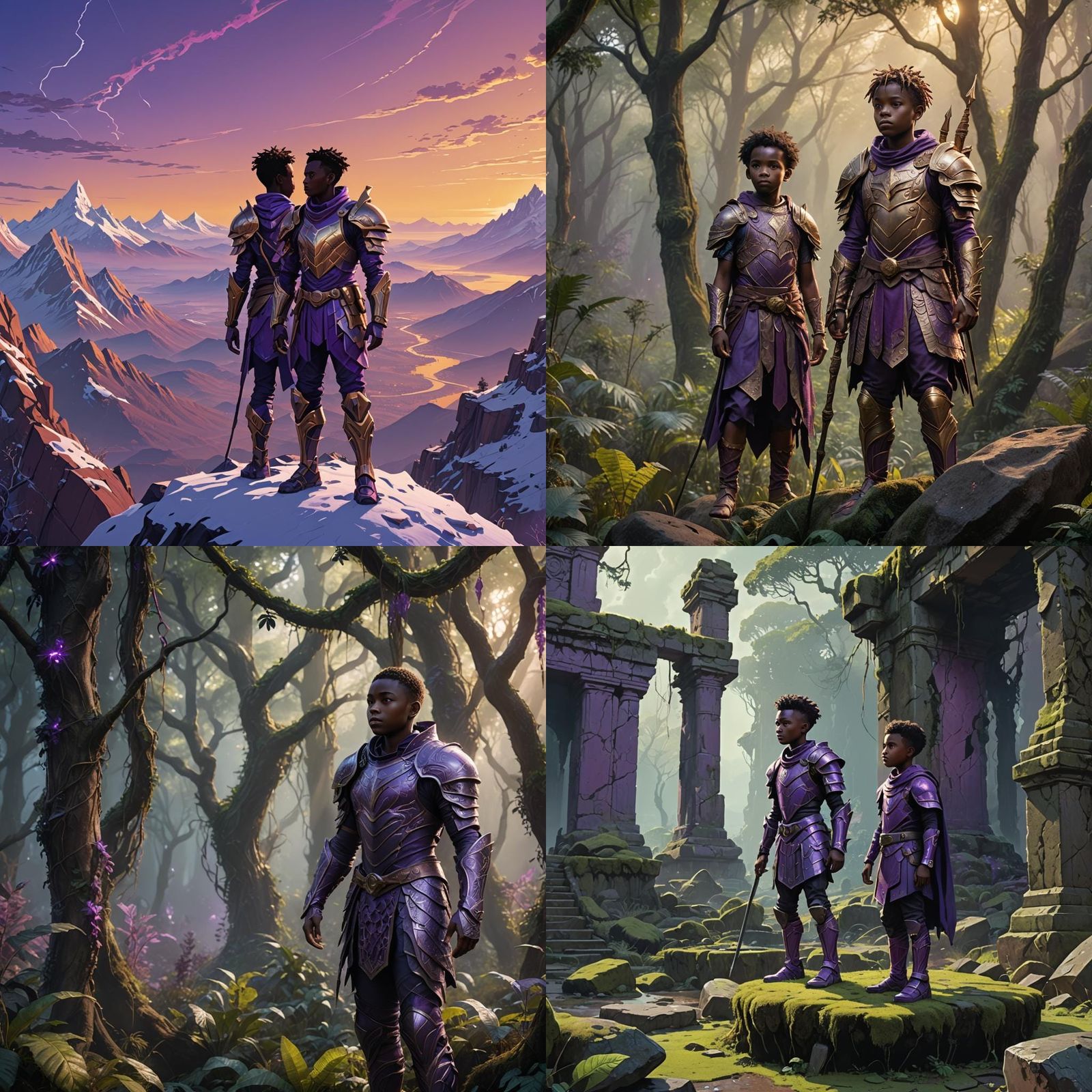African Boy in Purple Magic Armor