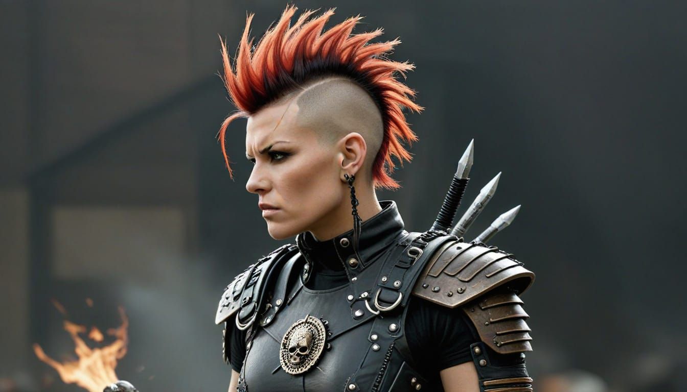 Fierce Punk Warrior with Mohawk