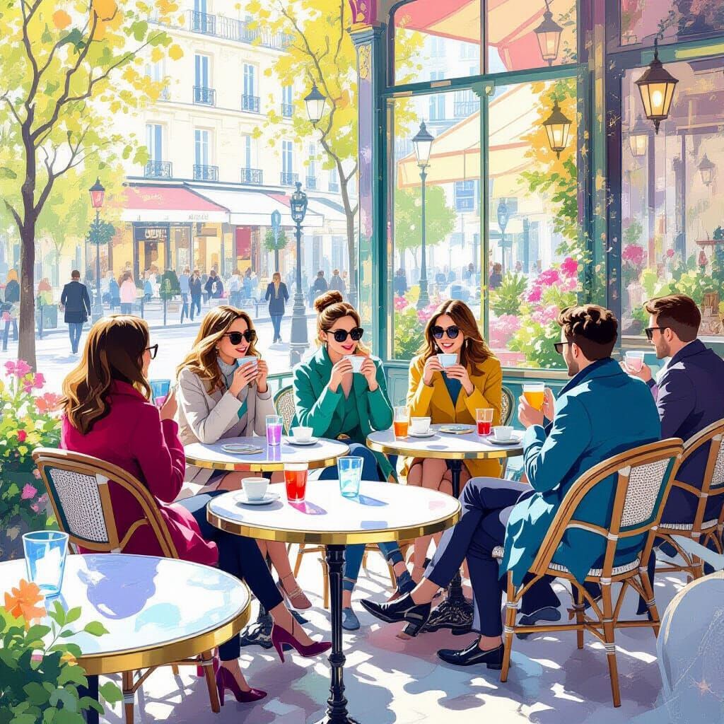 Whimsical Parisian Cafe Made of Colorful Sea Glass