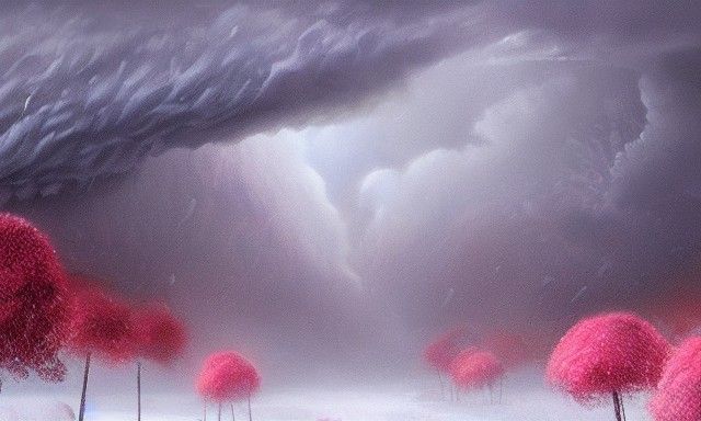 Thunderstorm and Blizzard over Rose Field