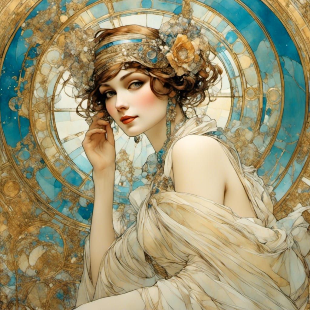 Gatsby Girl in Art Nouveau Style
