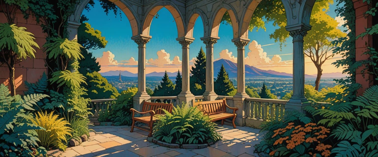 Edwardian House in Comic Book Style with Pastel Colors