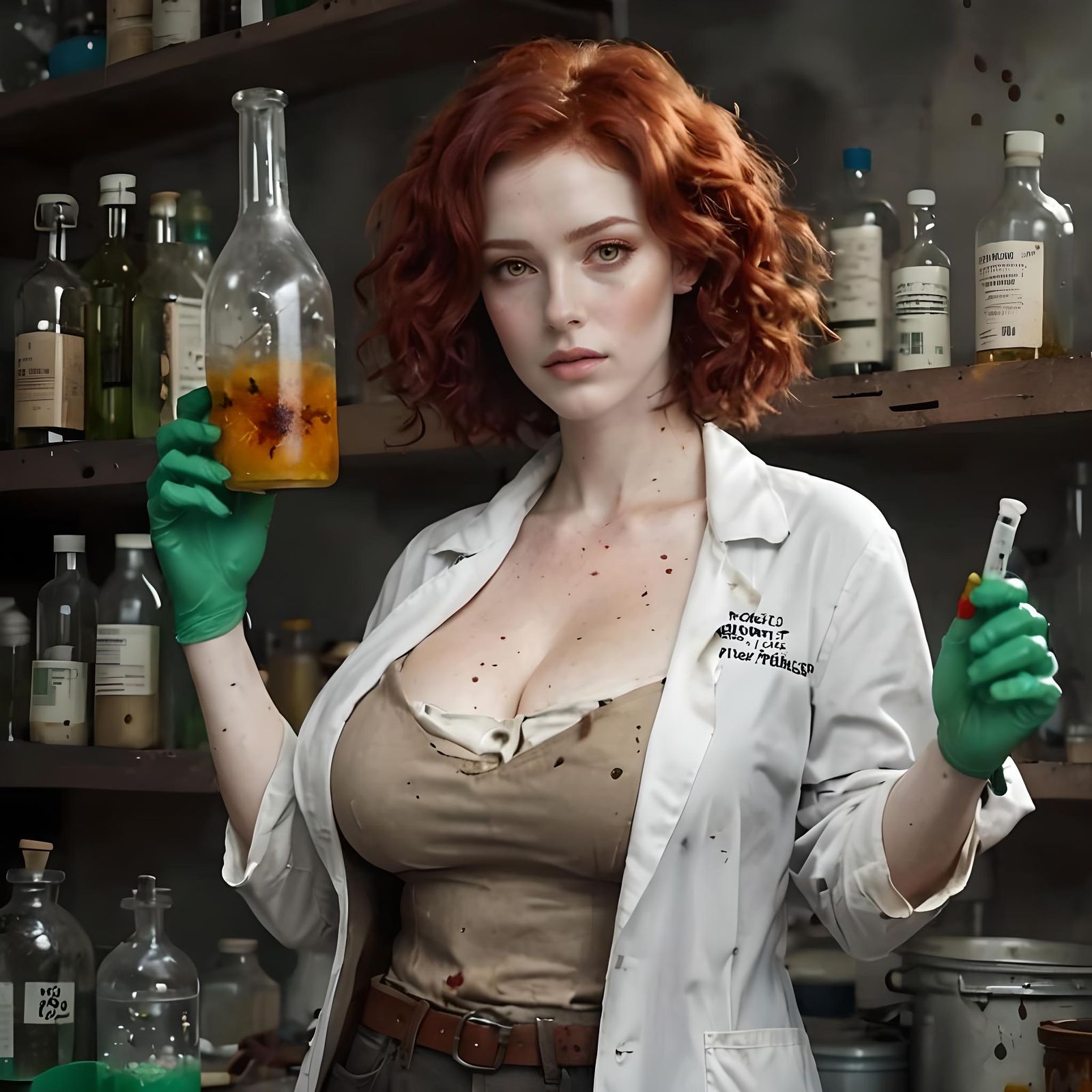 Fiery Scientist in Post-Apocalyptic Alchemy Lab