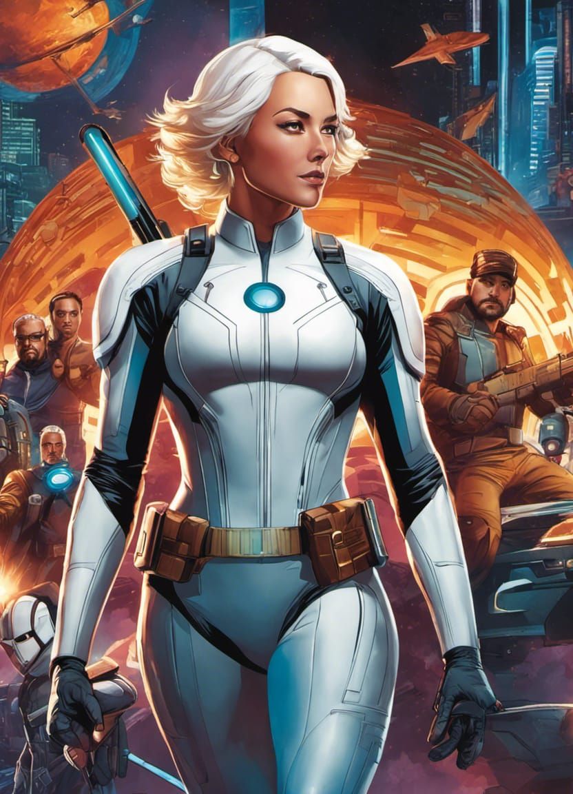 Yasmeen in Futuristic Pilot Suit, Comic Book Art