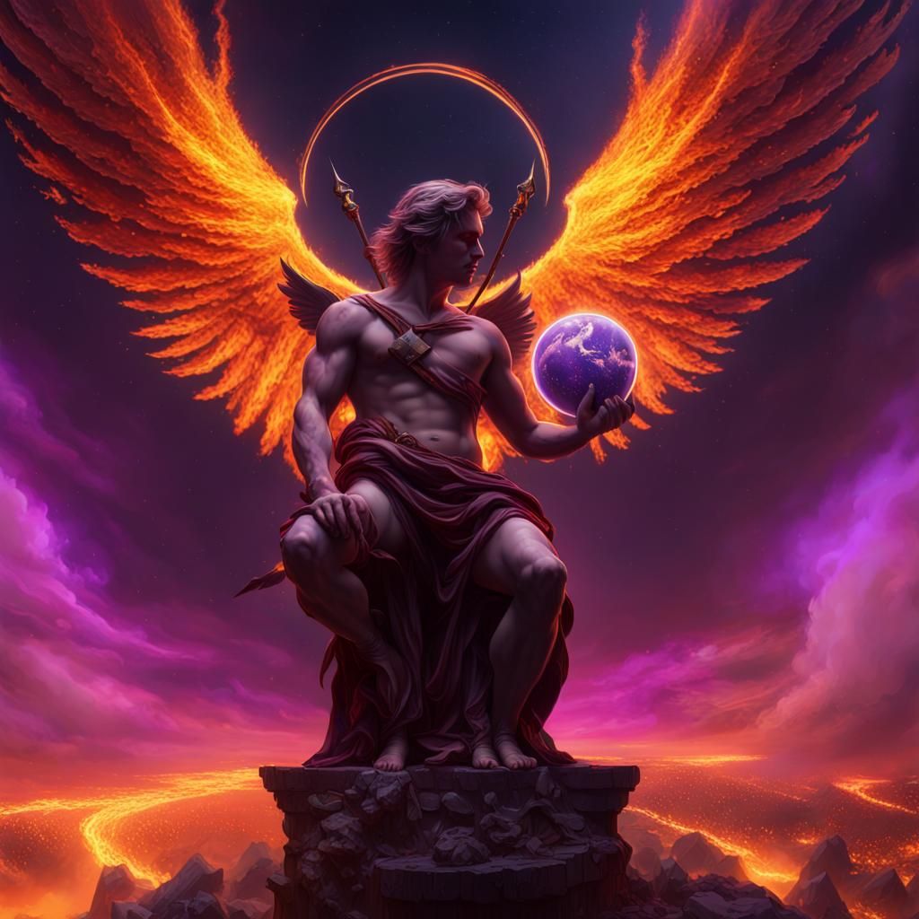 Sinister Cupid Over Earth: Dark Fantasy Concept Art