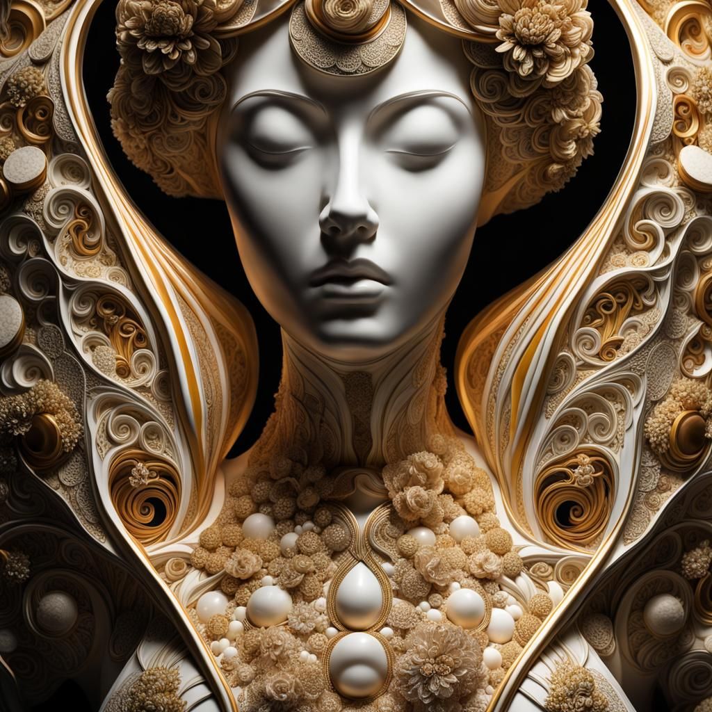 Laced Marble Carving of Female Torso