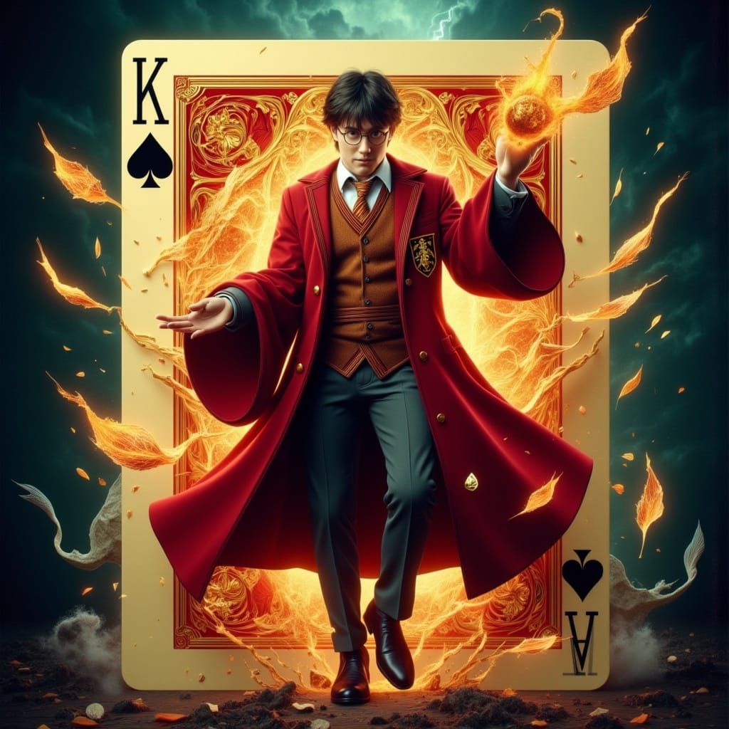 Harry Potter Steps Out of a Magical Gryffindor Card