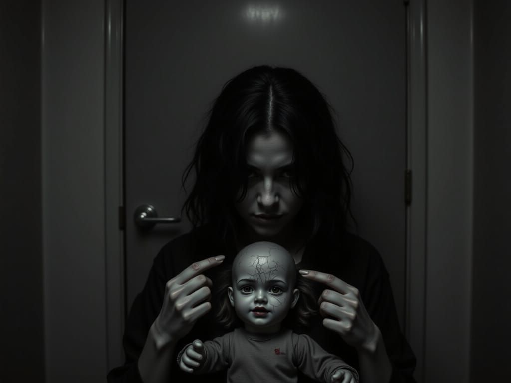 Achromatic Horror: Haunted Asylum with Mysterious Doll