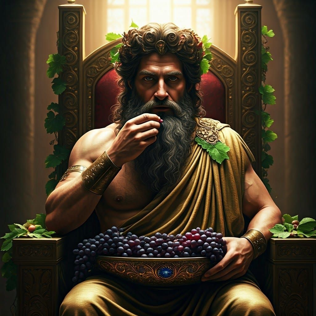 God of Wine in Majestic, Golden-Hued Robes